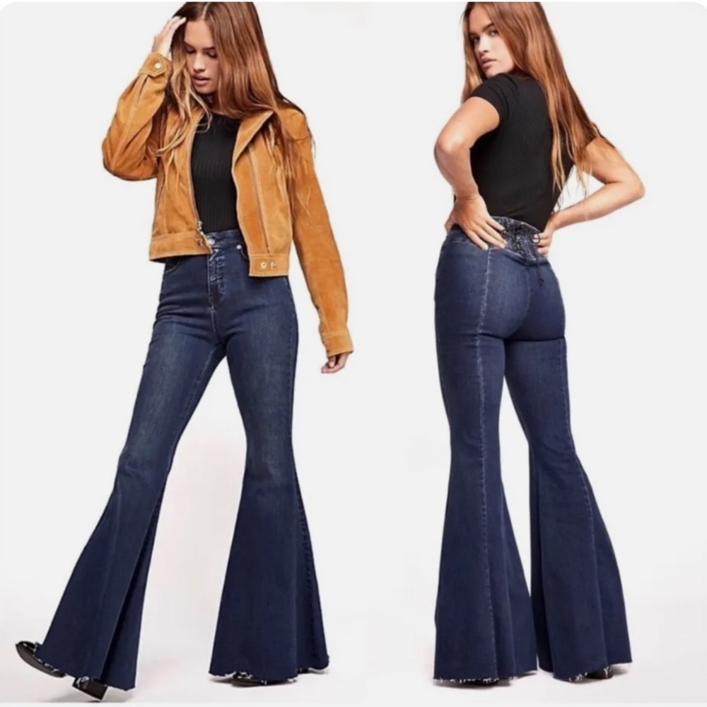 CRVY Super High-Rise Lace-Up Flare Jeans NWT Size 27 S